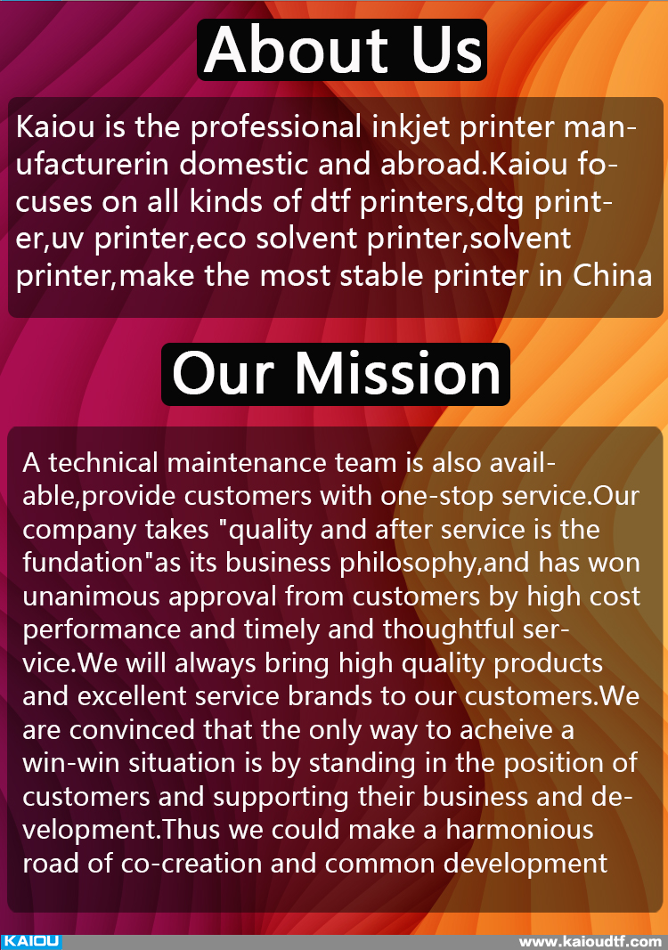 kaiou 2*XP600 print head 30cm t-shirt inkjet DTF Printer