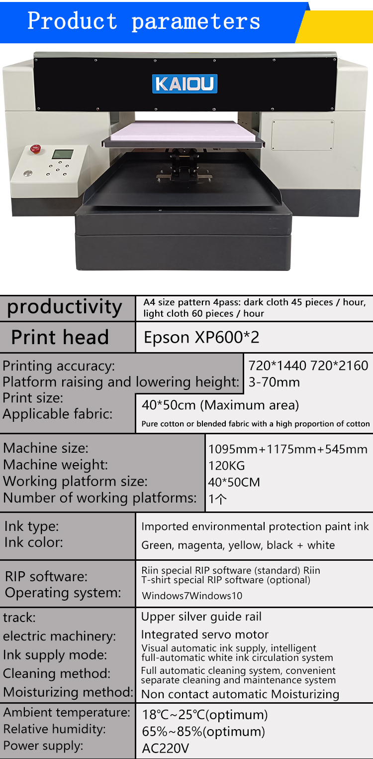 kaiou 40*60 t-shirt printing machine DTG Printer