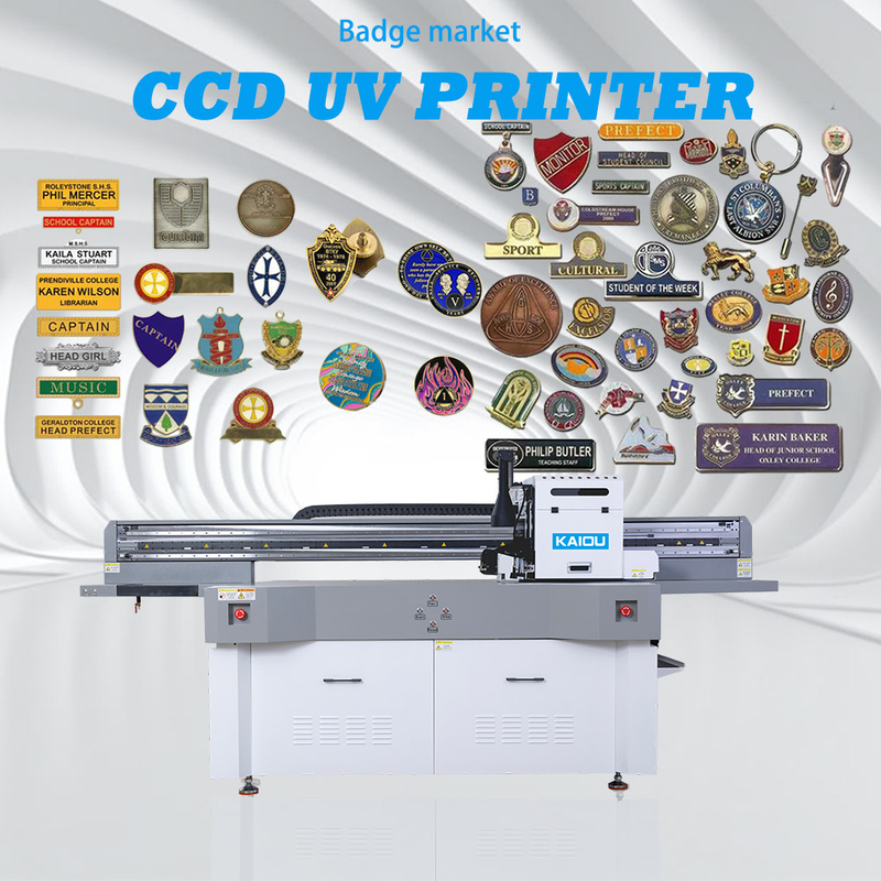 KAIOU UV printer visual positioning to print on small badges